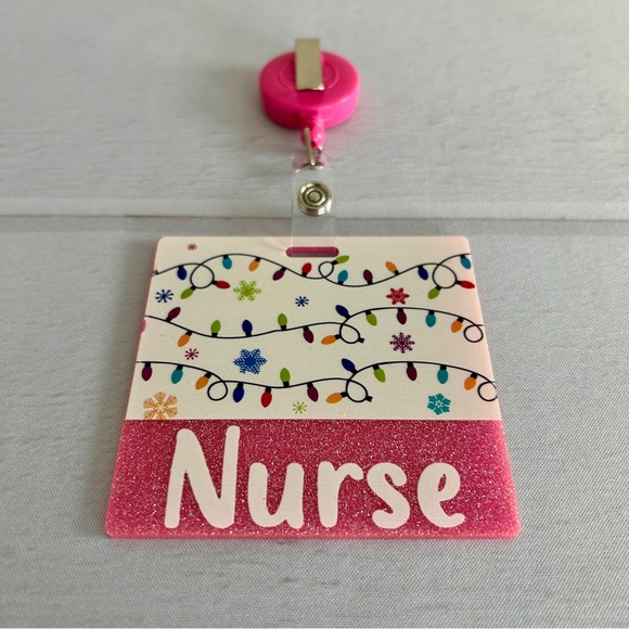 Glitter Badge Buddy | Nurse Card Holder | RN ID Tag Backer and Retractable Reel - Picture 10 of 12